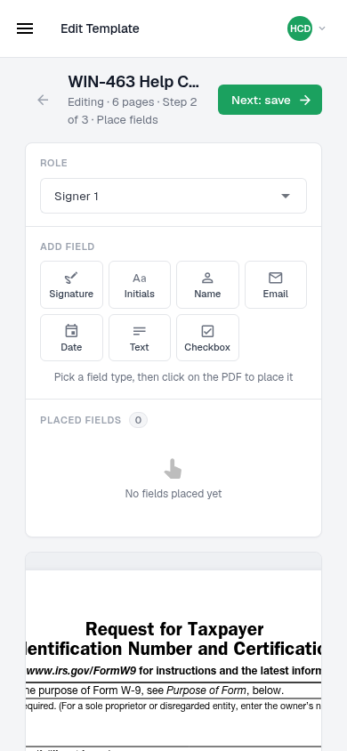 Edit a saved template on mobile