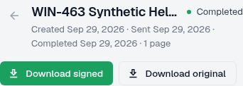 Completed synthetic document on mobile